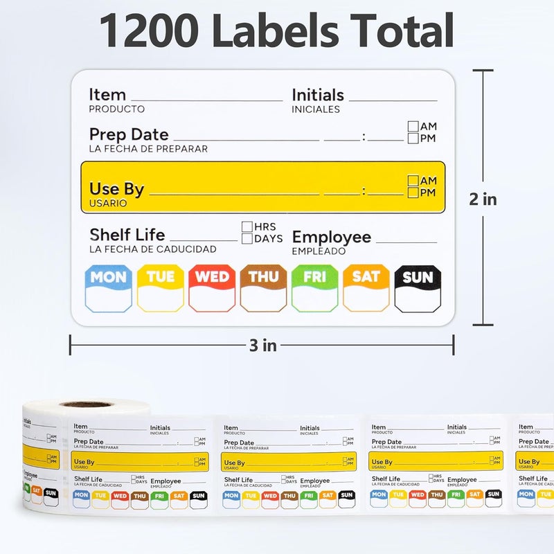 GUEER Restaurant Quality Shelf Life Food Rotation Labels Vinyl, 2” x 3” Self-Adhesive Removable Freezer Food Label, Perfect for Reusable Containers, Easy to Remove, Food Safety Date Sticker (4 Pc) - Image 3